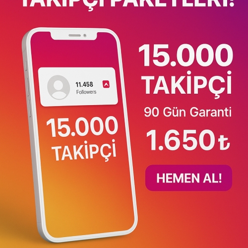  15.000 Adet İnstagram Türk Takipçi 90 Gün Garantili